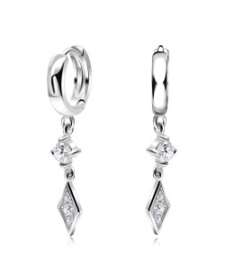 Silver Dangle Huggies Earring HO-2496